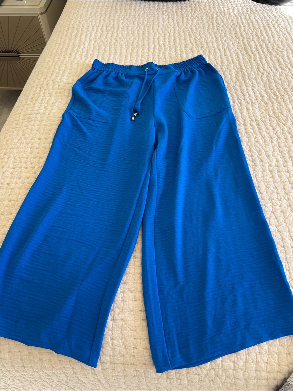 Michael Kors Bright Royal Blue Wide Leg Drawstring Pants